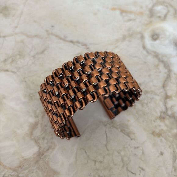 Renoir Copper Basket Weave Cuff Bracelet Vintage Mid Century Modernist - Picture 4 of 10